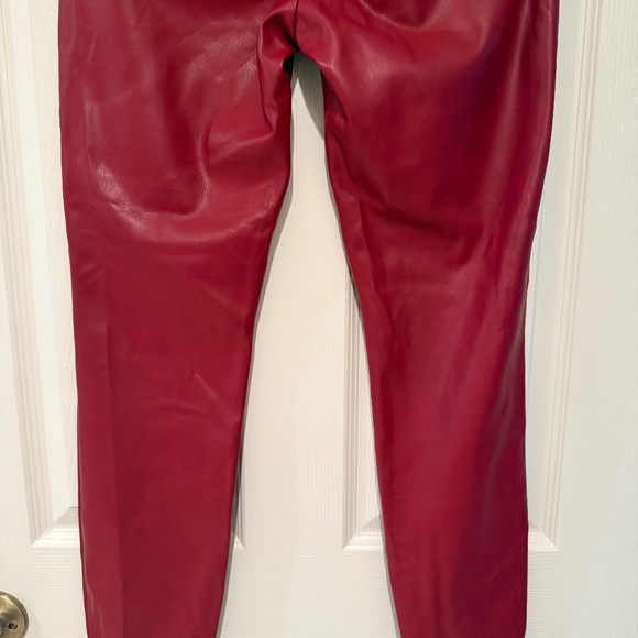 Zara Faux Leather Red Pants with Side Ankle Zippers Womens Size M - Picture 13 of 13
